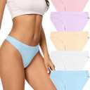 voenxe Women Bikini Underwear,Seamless Breathable Ladies Panties,No Show Comfortable Briefs Undies,Invisible Hipster,5-Pack Size Medium