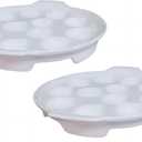 Bamboo's Grocery LoKii 12 Holes 2 Pack Ceramic Escargot Dish, Ceramic Snail Dish with Handles, Escargot Dish Diet Plates, White, 9.25 Inches, Medium