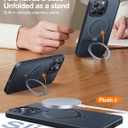 TORRAS Upgraded 360 Spin Magnetic Stand for iPhone 15 Pro Case, Fit for MagSafe, Built-in Kickstand & Ring Holder, Mil-Grade Protective Soft Edge Translucent Case for iPhone 15 Pro, Black 6.3