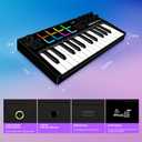 TERENCE MIDI Controller Keyboard Professional 25 Keys MIDI keyboard Piano 500mAh Battery 8 RGB Pads 360° Endless Knob 8 Assignable Knobs OLED Display for Multiple DAWs and Devices