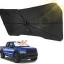 JOYTUTUS Windshield Sun Shade Umbrella, Fit for Ford 2015-2025 F150 F250 F350, with 360 Rotation Bendable Shaft, Titanium Silver Coating for UV Ray Block, Car Front Window Sun Shade Keep the Car Cool