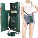 Bocasal Crossbody Wallet Case for iPhone 12/12 Pro with Card Holder,Zipper Card Slot Protector Shockproof Purse Cover with Removable Cross Body Strap 6.1 Inch(Green)