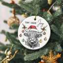 Highland Cow Ornament - Farmhouse Christmas Ornaments - Double-Sided Printed Ceramic Ornament for Christmas Tree Decoration