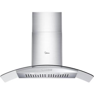 Midea MVG30W8AST 30 Inches Ducted Wall Mount Vent Range Hood with 450 CFM 3 Speed Exhaust Fan, Baffle Filters, Curved Glass, 2 LED Lights, Convertible to Ductless, Stainless Steel