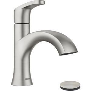 Moen Karis Spot Resist Brushed Nickel One-Handle Single Hole Bathroom Sink Faucet with Optional Deck Plate, 84346SRN