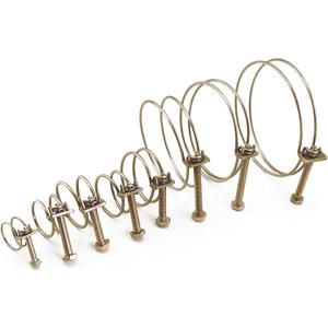65Pcs Adjustable Steel Double Wire Tube Hose Clamp Assortment Kit, Bumnay 8 Sizes Steel Wire Tube Clip Clamps with Screws Bolts Locking