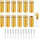 PATIKIL 3/4 x 2 Inch Sign Standoff Screws, 12 Set Stainless Steel Wall Standoff Mounting Hardware Advertising Glass Nail for Hanging Acrylic Picture Frame Acrylic Panel, Gold