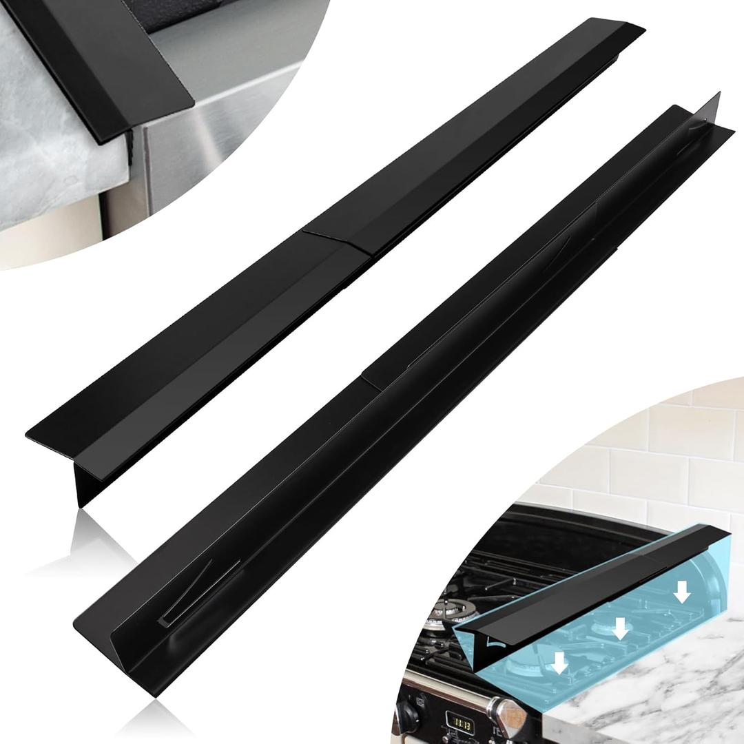 16.5"-33" Stove Counter Gap Covers, Stainless Steel Stove gap Guard, Cooktop Trim Kit, Stove Gap Guards, Oven Gap Filler, Heat Resistant & Effectively Protect Stove Gap Filler,BLACK(2PCS)