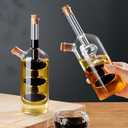 Olive Oil and Vinegar Dispenser Bottle Set for Kitchen, 2 in 1 Glass Oil and Vinegar Dispenser Set, Olive Oil Container Cruets for Vinegar and Oil