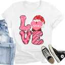 Women Valentines Day Shirts Cute Gnome Love Heart T-Shirt Casual Lover Wife Day Tee Tops (XX-Large)