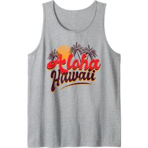 Hawaii Aloha Vintage Retro Palm Trees Beach Surfer Gift Tank Top (Small)