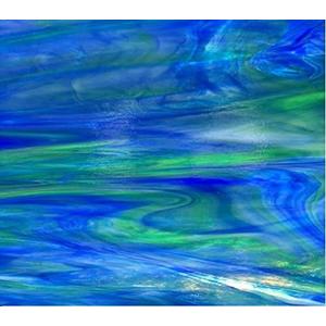 Green/Blue Wispy Opal - Stained Glass Sheet