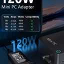 Hyleton UL 19V 6.32A 120W Power Adapter Compatible with All GEEKOM mini PCs, Replacement Charger Power Supply for MINISFORUM/GMKtec mini PCs, with 10.8ft Extension Cord, 5.5x2.5mm/Type-C Interfaces