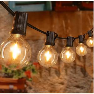 50FT Outdoor String Lights, Waterproof Connectable Shatterproof Outside Light with 25 Edison + 2 Spare LED Bulbs Plug in, Patio Lights for Indoor Balcony Porch Camping Deck