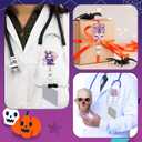 Kosiz 12 Pcs Halloween Badge Reels Cute Ghost Pink Pumpkin Haunted House Retractable ID Badge Holder with Alligator Clip Nurse Gifts for Nurses Doctors Rn Medical Office