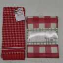 Lintex Home Collection Rectangle Farmhouse Checker Vinyl Tablecloth, 60 x 84 in (152 x 213 cm) and KitchenAid Asteroid Single Kitchen Towel - Passion Red