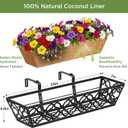 Y&M Deck Railing Planter Boxes, Adjustable Balcony Planter for Outdoor Plants, Metal Railing Planter Box for Deck, Fence and Porch, Window Boxes Outdoor, Sturdy Hanging Planter-24inch 2pcs