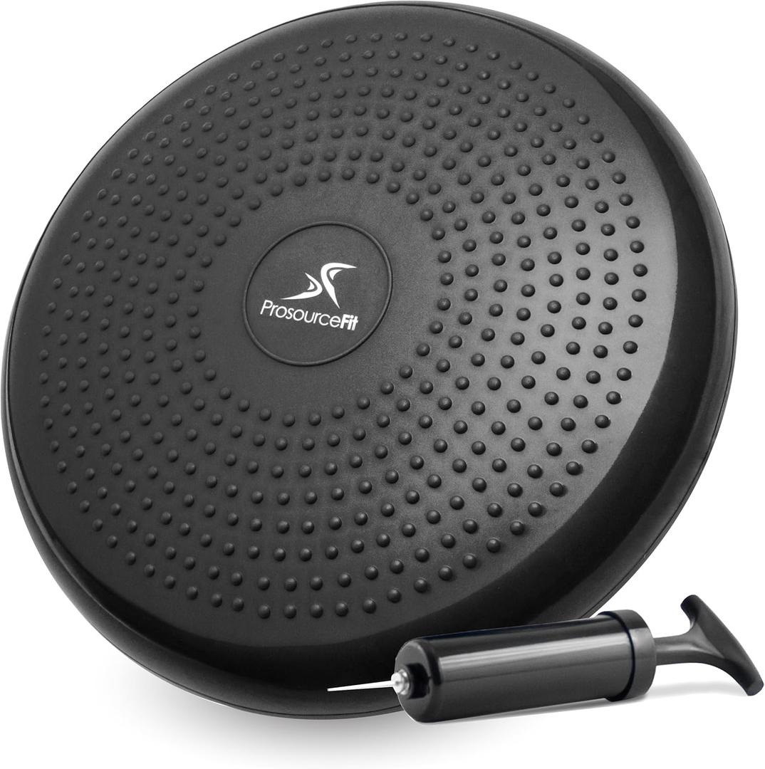 ProsourceFit Core Balance Disc Trainer, 14 Diameter with Pump for Improving Posture, Fitness, Stability (Black)