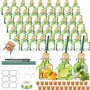 Hushee 48 Pcs Shot Glasses Patron Bottles with Cork Straw 1. 7 oz Mini Empty Tequila Bottles for Drinks Small Reusable Clear Glass Patron Shot Cups with Silk Ribbon Wedding Party Favors (50ml) (Green)