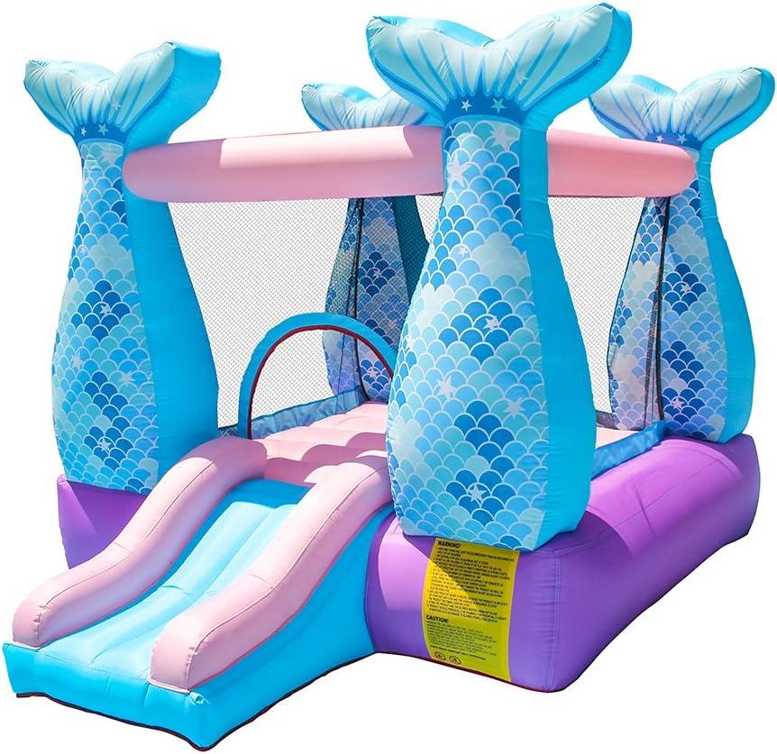 Doctor Dolphin Bounce House Inflatable Mermaid Bouncy Castle House with Air Blower for Kids Party