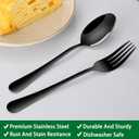 6.7 Inch Spoons And Forks Silverware Set of 16, Black Stainless Steel Salad Fork And Teaspoon Set, Small Metal Spoon And Fork Eating Utensils Set