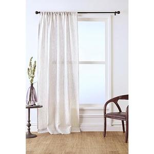 Solino Home 100% Pure Linen Curtain 108 Inches Long – Natural and White Light Filtering Rod Pocket Curtain 52 x 108 Inch – Window Curtain Panel for Bedroom, Living Room – Amalfi Stripe