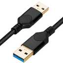 USB 3.0 Male to Male Cable, USB A to USB A High Speed Data Cord Compatible with Hard Disk Drive/Laptop Cooler/Set-top Box/DVD Player/TV/Camera and More (2 FT, Black)