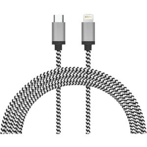 LBT USB C to Lightning Cord, 7 feet Long (2.13 Meters) Premium Charging and Data Cable, Braided Design, MFi Certified, Compatible with iPhone 12, 11, 11 Pro, 11 Pro Max - Black & White