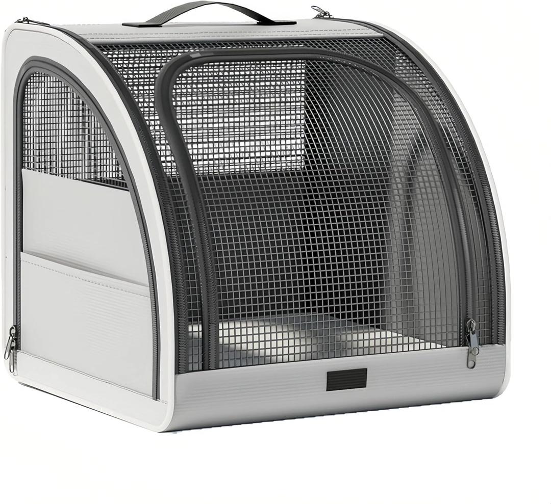 600D Oxford Foldable Pet Car Cage, Mesh Ventilation, Quick-Fold Flat  for Car Travel & Indoor Use, Puppy Safe Containment, Rear-seat Crate