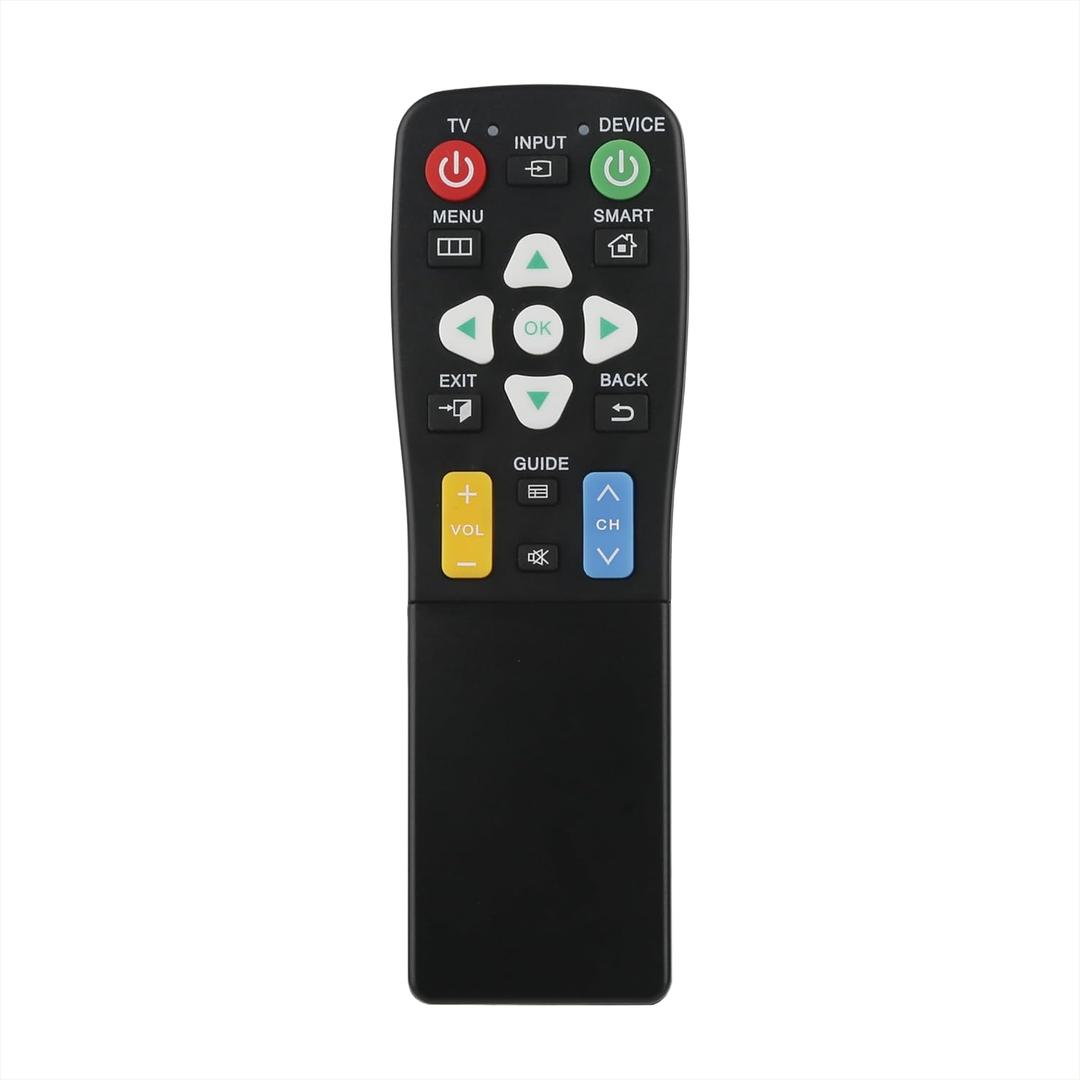 Big Button Universal Remote Control for Seniors, 2-Device Switching, 4-in-1, Easy Operation, and Learning Functionality.TV DVD/VCR/DVB Streaming Box/Soundbar