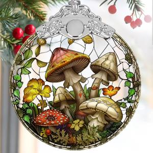 2025 Christmas Tree Ornament - Stained Glass Mushroom Holiday Decor, Christmas Decoration, Gift Idea for Friends, Exchange