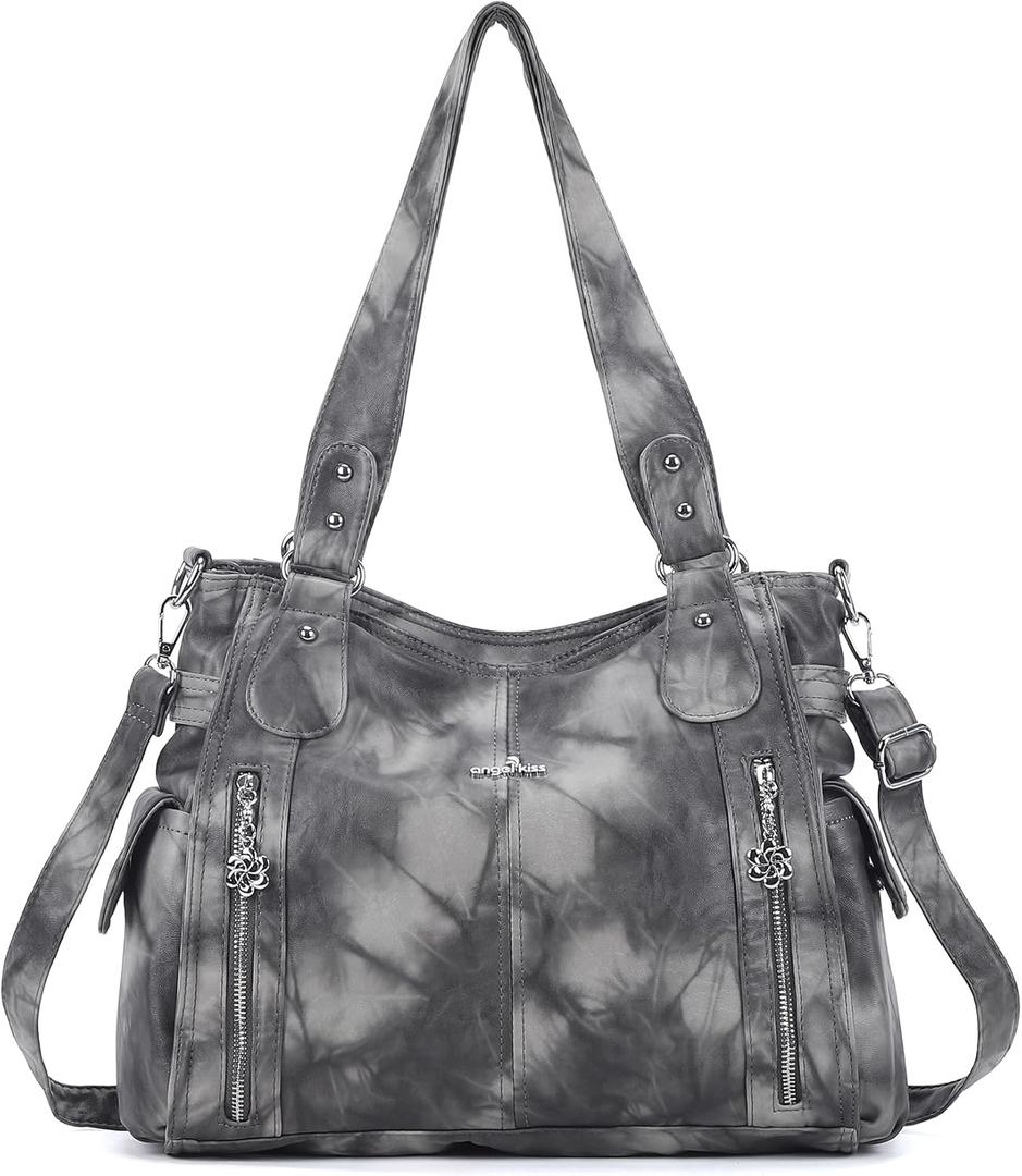 Angel Kiss Handbags for Womens Top-Handle Hobo Purse Roomy Casual Shoulder Bags PU Tote Satchel Purse for Women