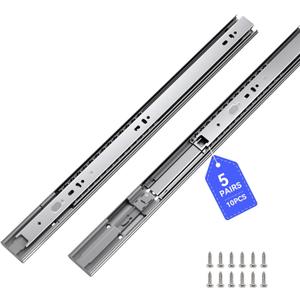 LONTAN 5 Pairs 20 Inch Soft Close Drawer Slides Side Mount Heavy Duty Cabinet Drawer Glides Ball Bearing Full Extension Kitchen Cabinet Rails 100 LB Capacity