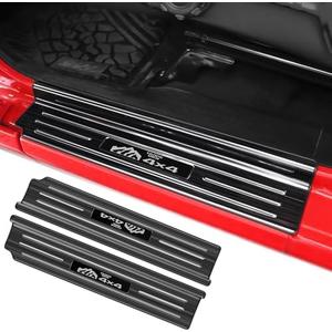 smnuxwm 2PCS Car Door Sill Protector for Jeep Wrangler JL JLU 2018-2025 &Gladiator JT 2020-2025,Stainless Steel Material Door Sill Guards for Wrangler Accessories,2 Door (Brushed Black)