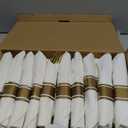 N9R 50 Pack Pre Rolled Gold Plastic Cutlery Set, Wrapped Plastic Silverware Set with 50 Forks, 50 Knives, 50 Spoons and 50 Napkins, Disposable Cutlery Set for Party and Wedding