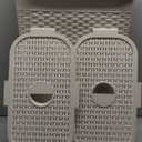 Mind Reader Slim Laundry Hamper with Lid, 40L Clothes Basket, Narrow Tapered Design with Ventilated Cutout Pattern, Plastic, Set of 2, Ivory