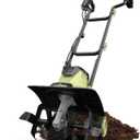 SOYUS 14 Inch Electric Tiller Cultivator 12 Amp Corded Tiller for Gardening, Garden Tiller with Folding Handle, 4 Steel Tines Wheeled Rototiller for Lawn Yard Soil Tilling