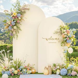 Beige Arch Backdrop Cover Set of 2 Beige Arch Cover 7.2 and 6ft Wedding Arch Cover Stretchy Backdrop Bridal Baby Shower Birthday Party Arches Stand Covers Spandex