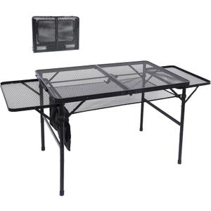 Nice C Folding Grill Table, Camping Table, Tailgate Tables, Grill Tables, Outdoor, Metal Folding Adjustable Height&Width, Mesh Net, Carry Handle (4.4FT)