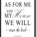KUVIOKE Bible Inspirational Framed Wall Art Joshua 24:15 As for Me and My House We Will Serve The Lord Positive Rustic Prints Office Home Ready to Hang 8x10in (Black Framed)