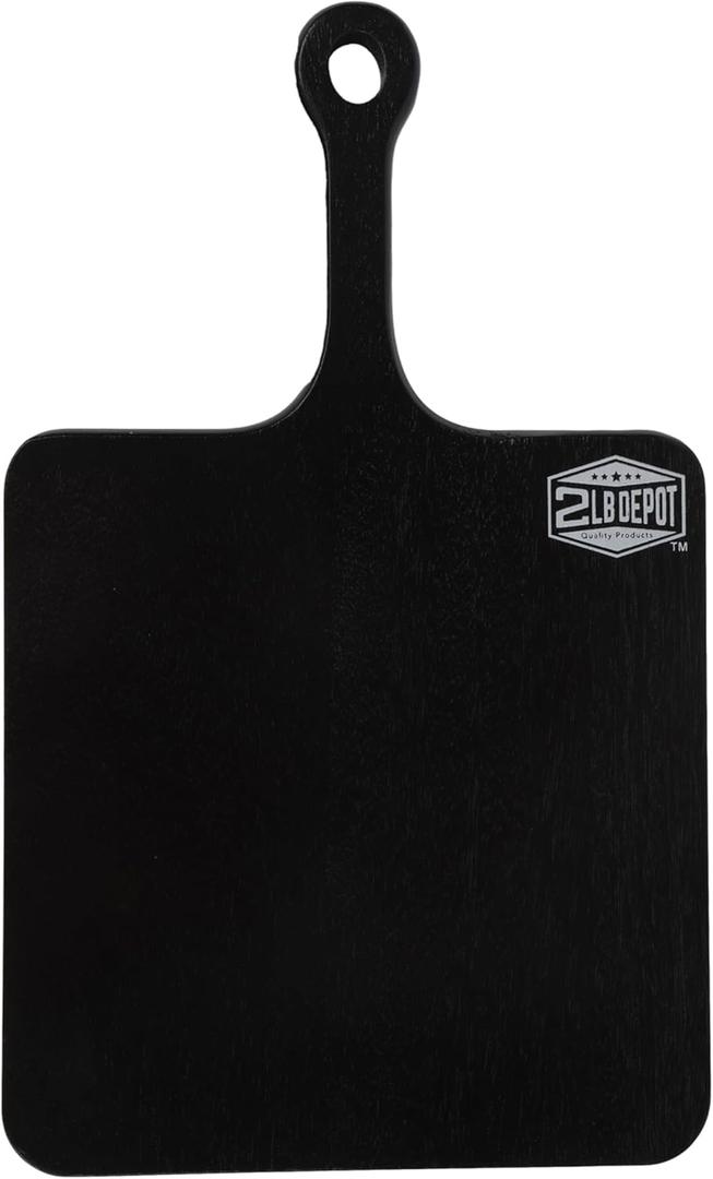 ACACIA Wooden Cutting Board 7.8"x12.9" - Multi-Purpose Paddle Chopping Board with Handle - Black Cutting Boards for Kitchen - Decorative Charcuterie, Bread, and Cheese Serving Tray - Easy Clean