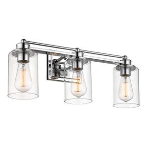 Bathroom Vanity Light Fixtures, HWH Modern Wall Sconce Lighting Over Mirror, 3-Light Vanity Wall Lamp in Chrome, 5HLT63B-3W CH