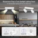 Plug in Track Lighting Fixtures Ceiling, White Track Light LED, 2-Light Track Lights with Cord, 2 Way Ceiling Spotlight, Rocker Switch, Rotatable Wall Mount Light for Kitchen/Bedroom,Bulb Not Included