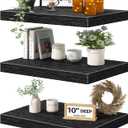 QEEIG 10" Deep Floating Shelves for Wall - 10 x 16 inch Book Shelf Bathroom Bedroom Kitchen Living Room Hanging Bookshelf Farmhouse Set of 3, Black (025-40B3)