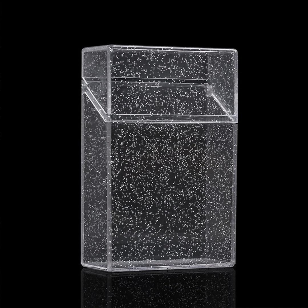 4 x Transparent Cigarette Case for King Size 85mm, Holds 20 Cigarettes,Stylish with Gold Powder Design (White)
