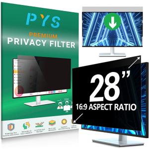 PYS 28 Inch Privacy Screen for 16:9 Widescreen Computer Monitor - Easy Removable Screen Filter Shield - Anti Glare & Blue Light - Anti Scratch Protector Film for Data Security