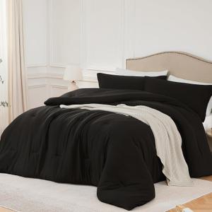 Twin Comforter Set Black,3 PCS Soft Lightweight Breathable Bedding Comforter Sets for All Season, Twin Size(68''90'' Comforter)