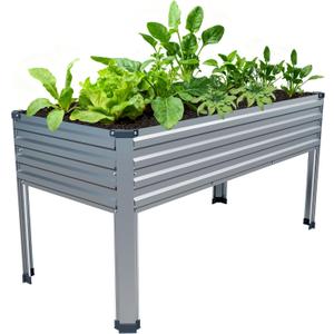 482430in Galvanized Raised Garden Bed,Metal Elevated Planter Box with Legs for Patio,Balcony,Backyard,300lb Capacity,Silver