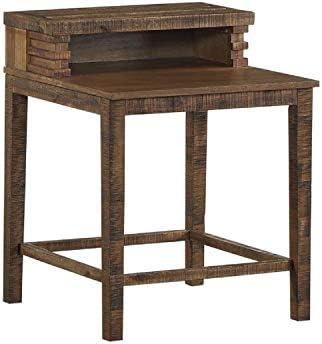 Major-Q 25" H Transitional Style Clean and Classic Rectangular Wooden Top End Table with 2 Storage Compartments