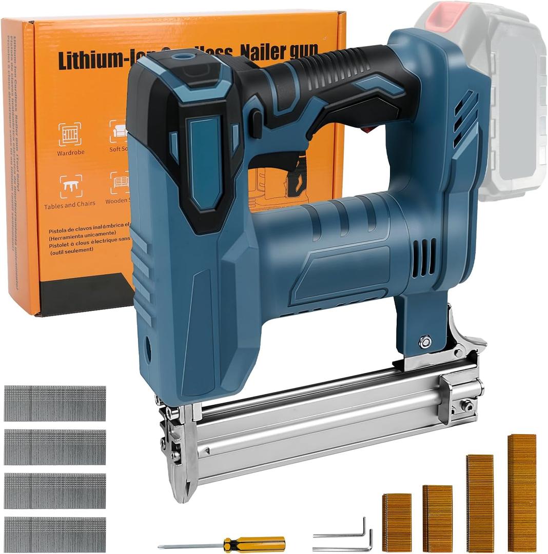 Cordless 18 Gauge Brad Nailer for Makita 18V LXT Battery, 2 in 1 Electric Stapler Nailer with 500 Nails and 500 Staples, Dual Protection Design, for Home Improvement, Woodworking (No Battery)